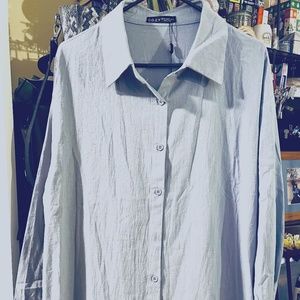 C.O.Z.Y. Grey Cotton Long-Sleeved Dress with Pockets